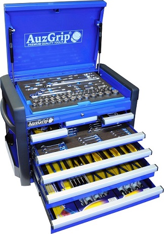 AUZGRIP - 258 PC METRIC TOOL CABINET WITH 7 DEEP DRAWERS BLACK